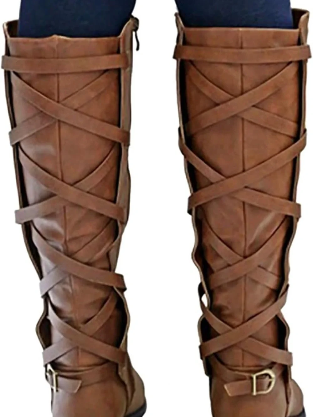 Roper Brown Over-the-Knee Lace-Strap Riding Boots
